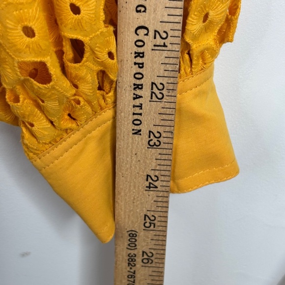 Aggi by Halewski Mona Sunflower Dress M Eyelet Lace Balloon Sleeve Shirt Dress - Picture 13 of 14